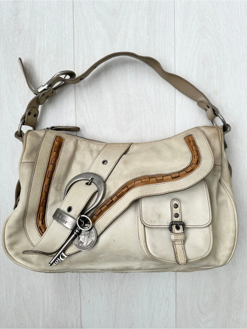 DIOR 2007 Gaucho Double Saddle Leather Shoulder Bag John Galliano Era - Picture 2 of 16